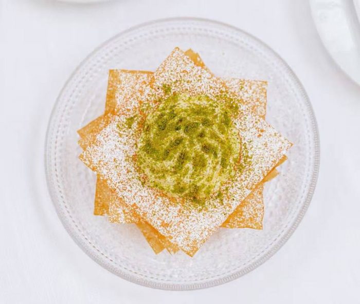 Delicate and light dessert filo mille-feuille