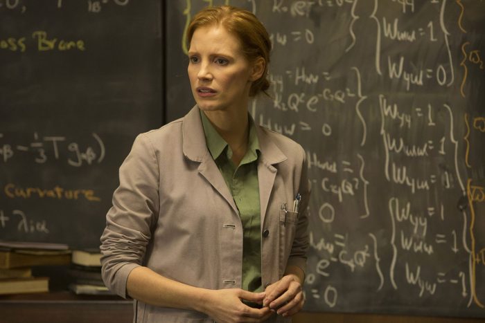 Interstellar: Murph in front of equations on a chalkboard
